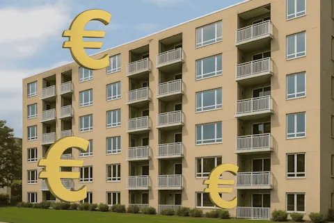 immeuble en copropriété, avec des symboles euros