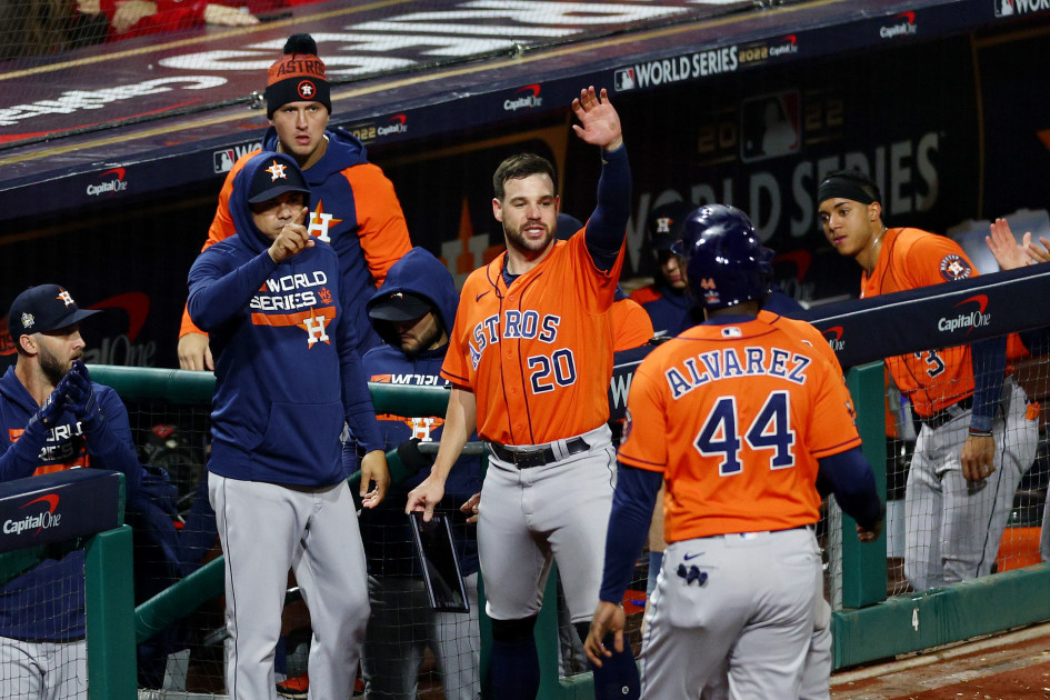 Astros pitch combined no-hitter, tie World Series vs. Phillies