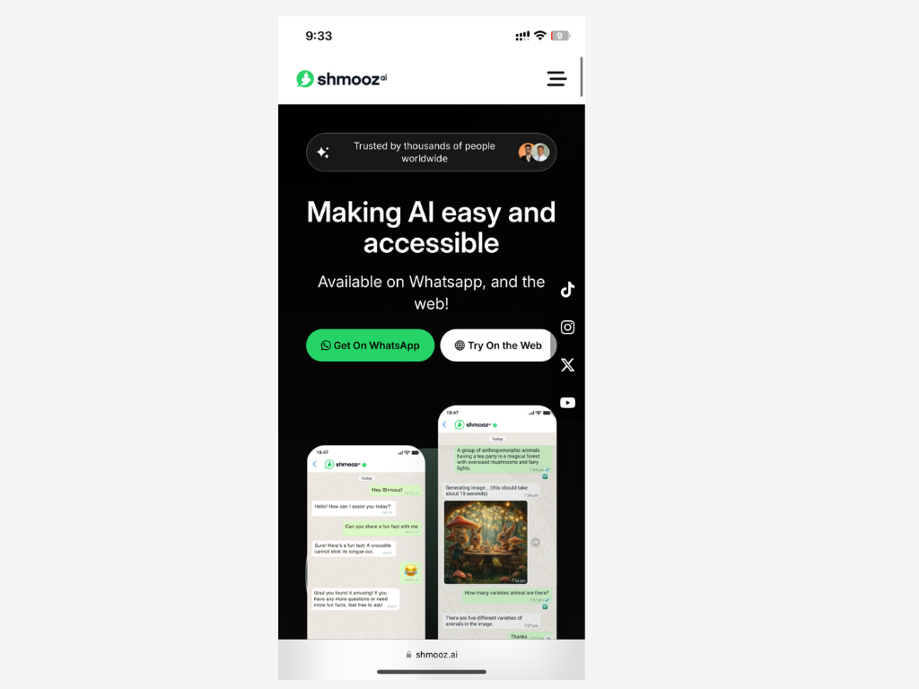 Shmooz Ai Website