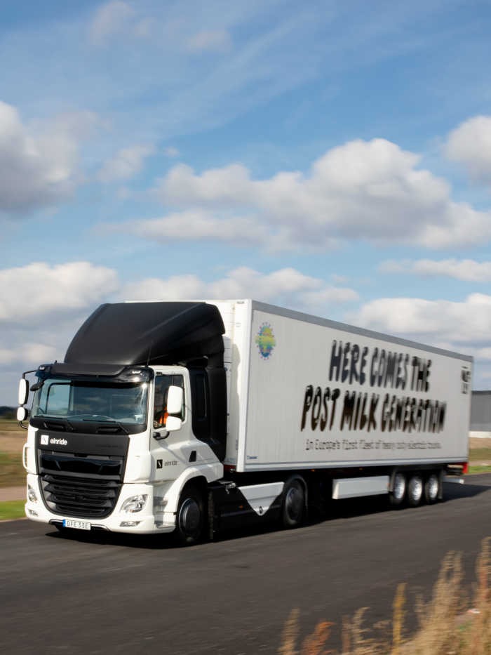 Einride and Oatly operating one of the world's first fleets of connected electric trucks.