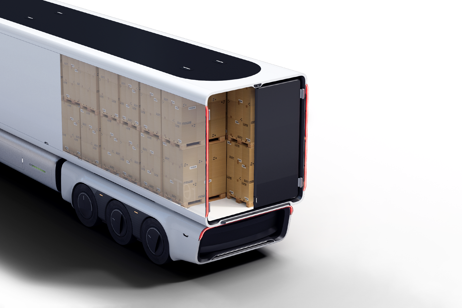 Image illustrating the Einride trailer's load capacity.