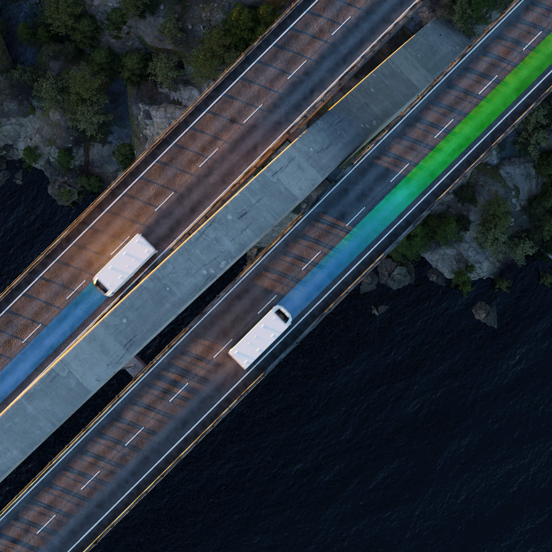 Autonomous vehicles on a bridge