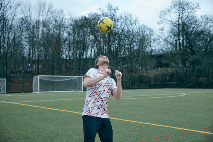 Craig Roberts playing football in Stockholm.