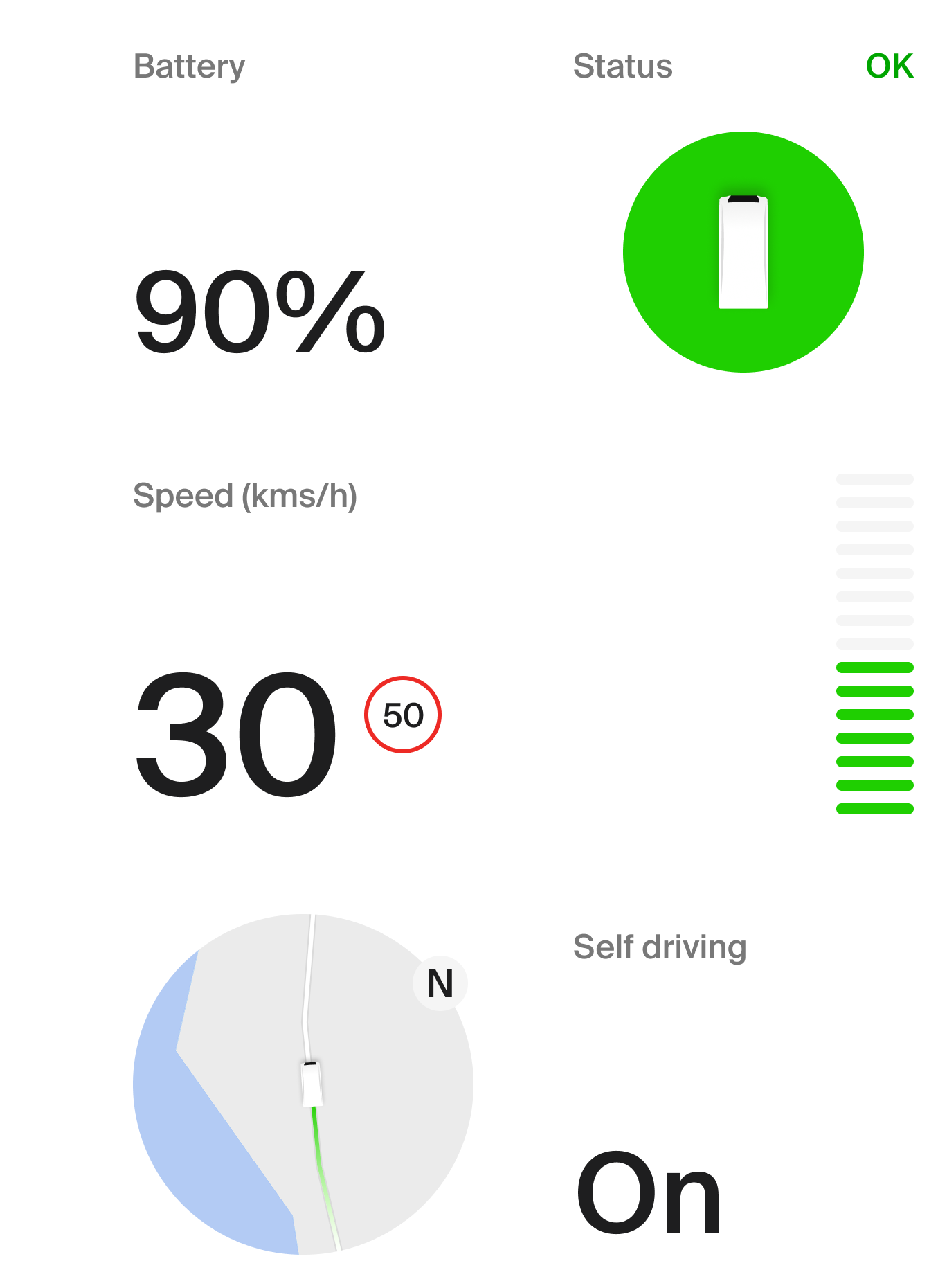 The Remote Pod Operation Station UI showing the current speed and location of the Pod.