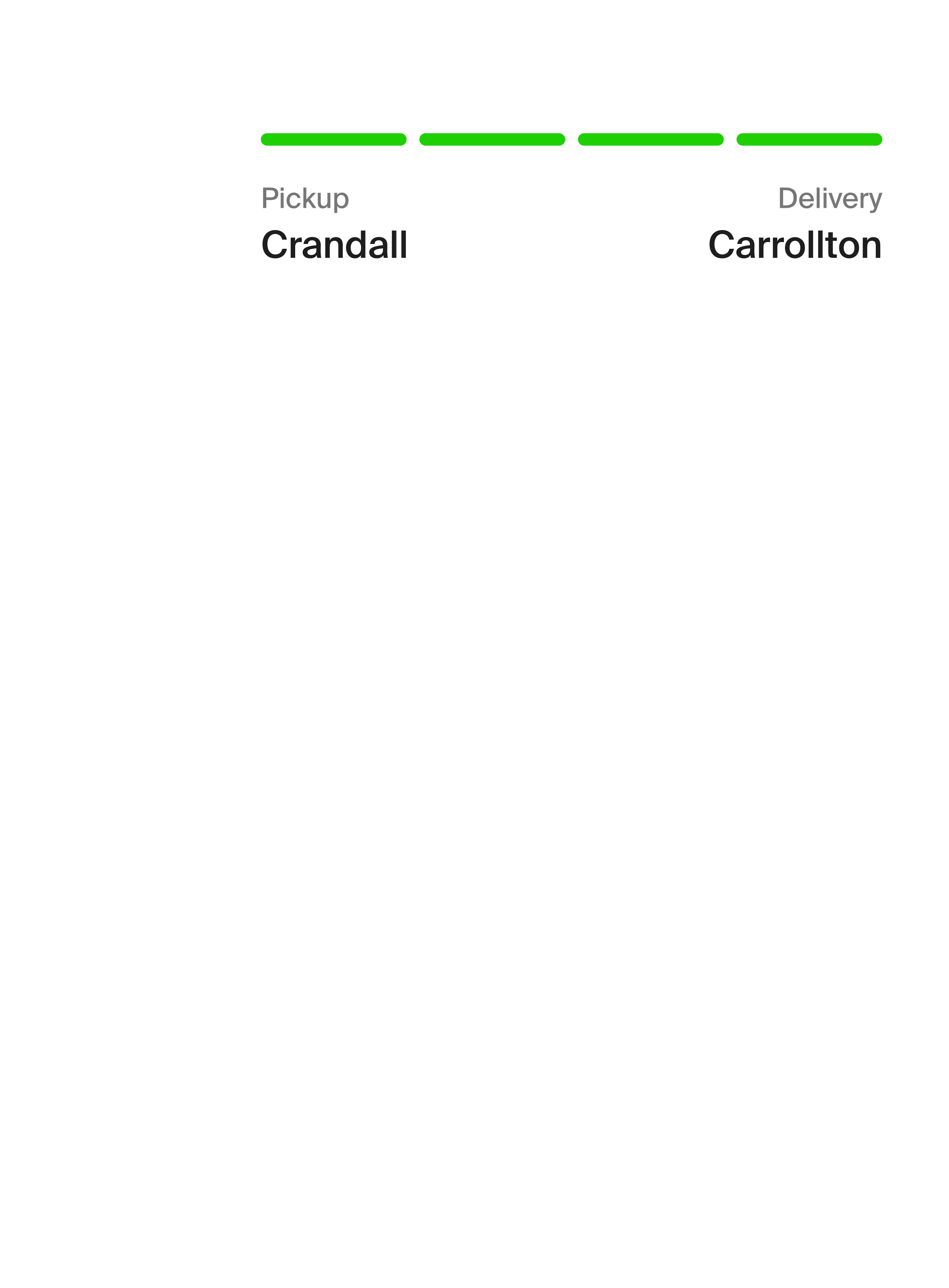 Interface element showing pickup and delivery