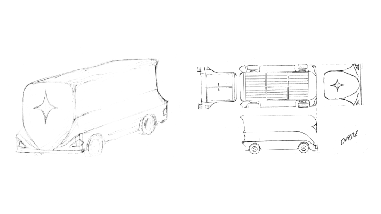 Early sketch of Einride’s autonomous vehicle 