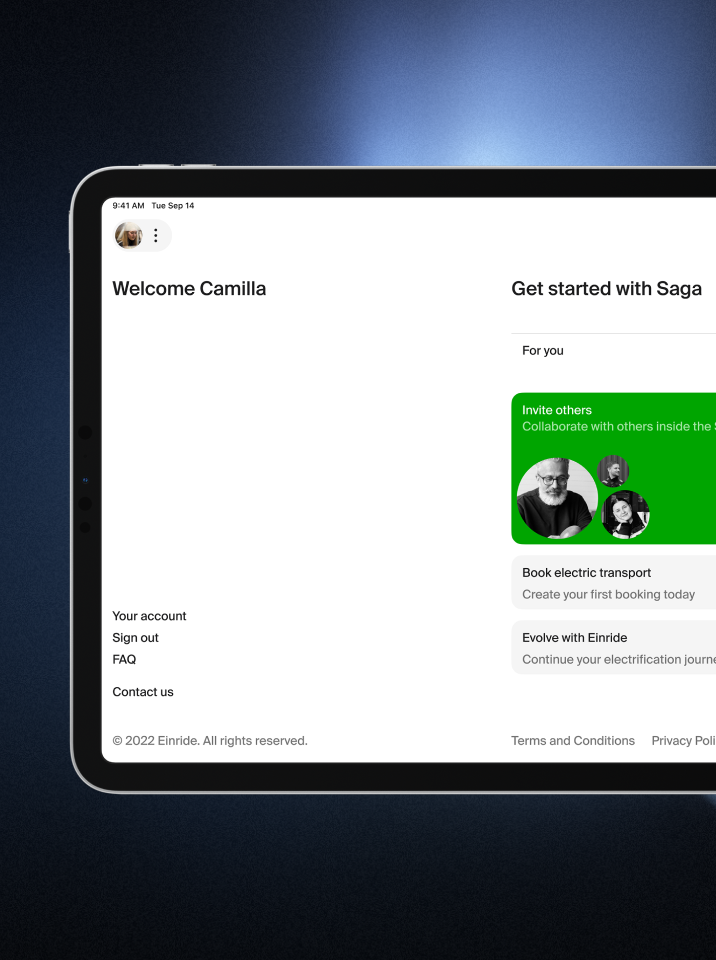 Einride Saga app running on an iPad