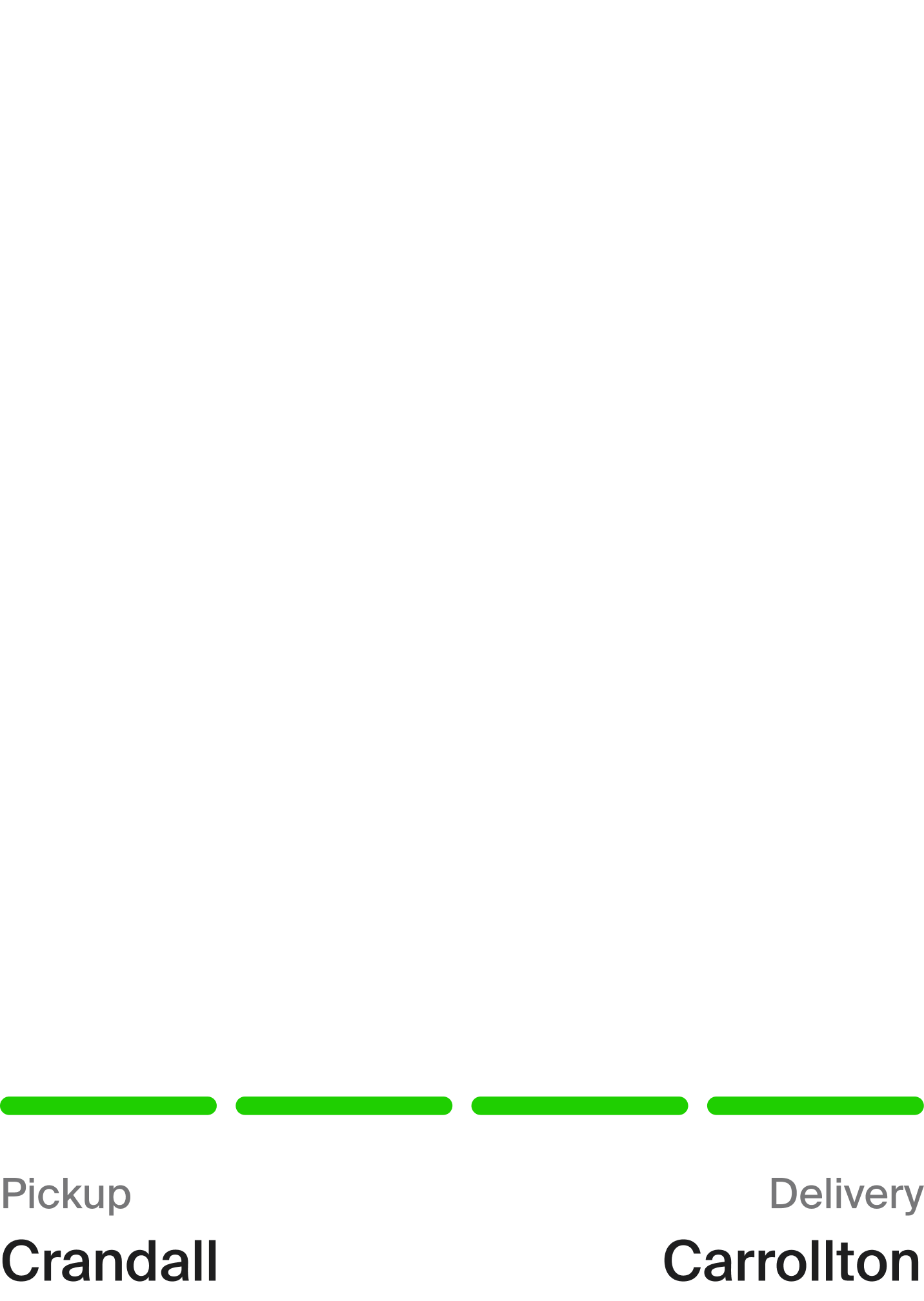 Interface element showing pickup and delivery