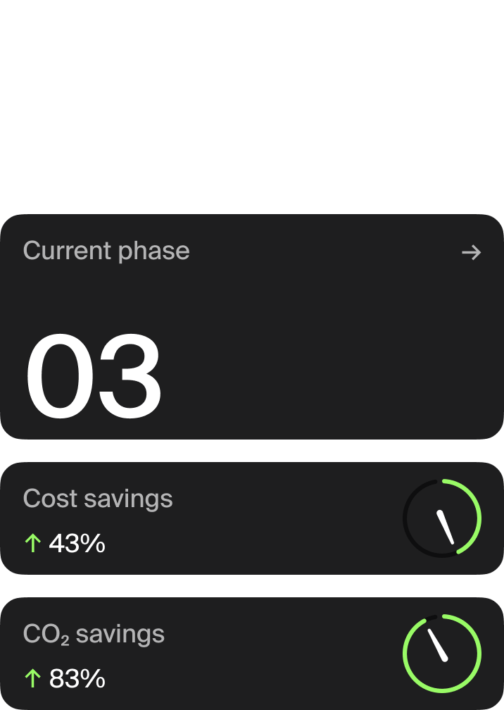 Evolve app user interface showing electrification phases