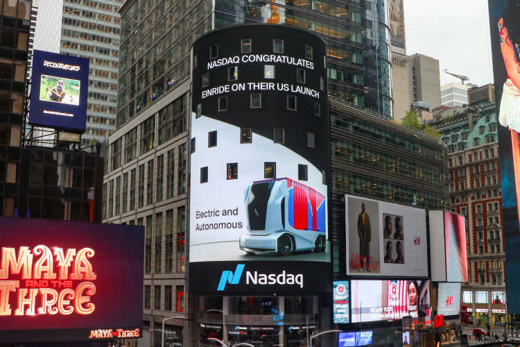 Einride's autonomous vehicle displayed in Times Square