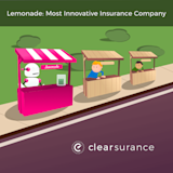 Robot selling lemonade depicting lemonade as most innovative insurance company