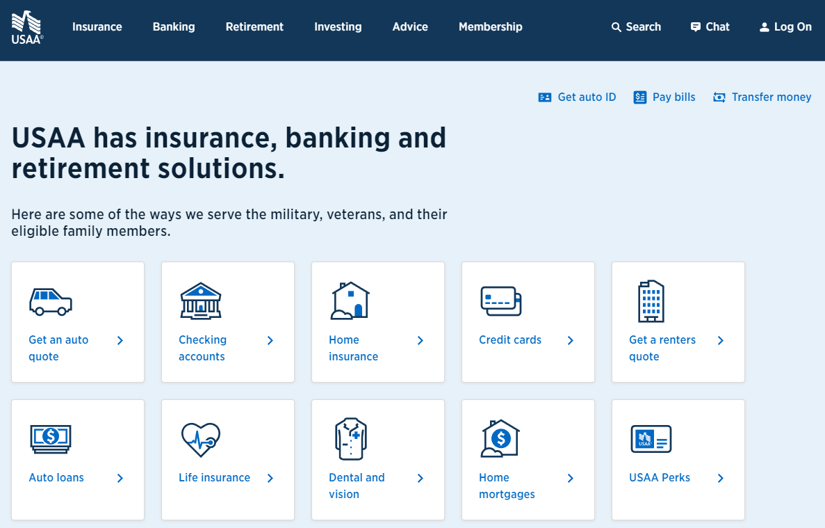 Best and Cheapest Renters Insurance in Illinois: USAA Site Screenshot