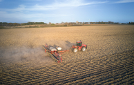 Case IH tractor planting in the field using SIMPAS equipment