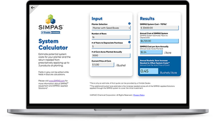 Simpas Laptop featuring the System Calculator