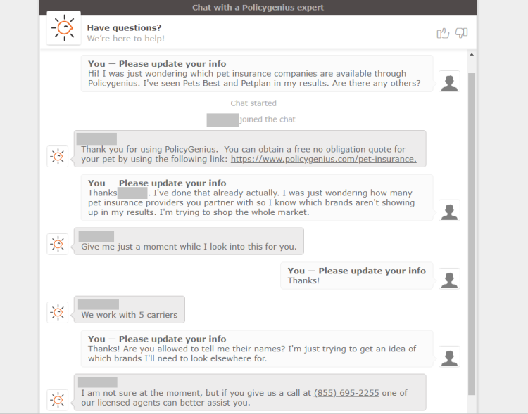 Policygenius customer support chatbot