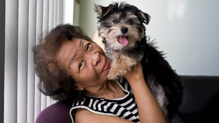 elderly woman with dog