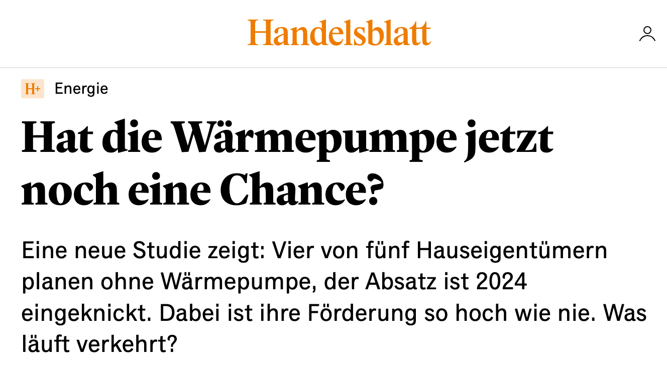 Handelsblatt Berichterstattung zum Wärmepumpenmonitor