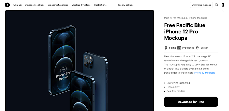 ls-graphics-Free-Pacific-Blue-iPhone-12 Pro-Mockups