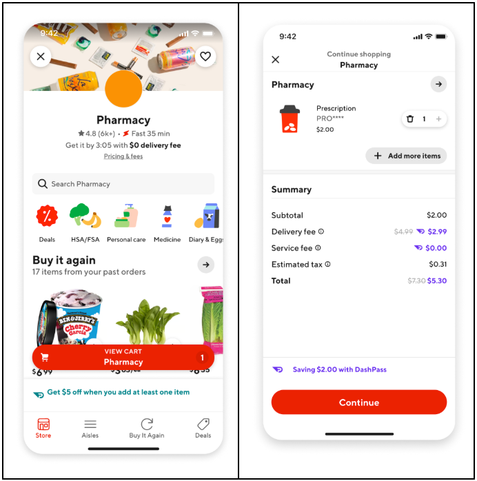 Select “Continue” to add your prescription to your cart: