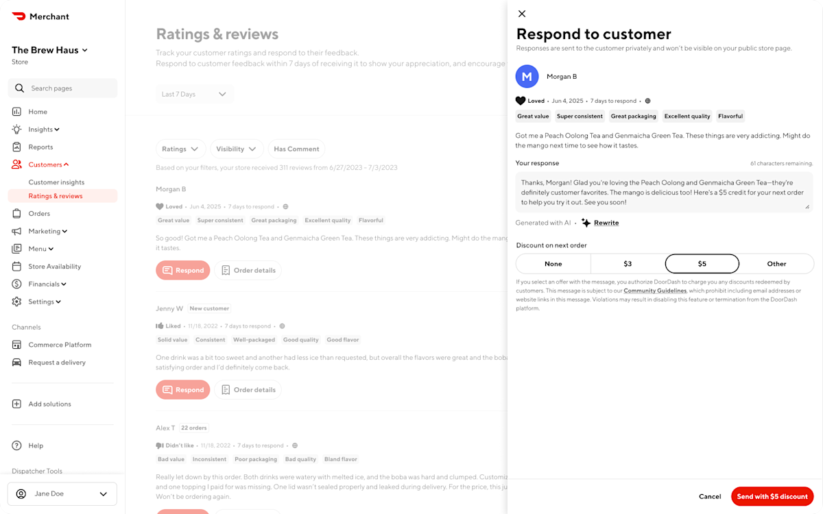 Mx - Portal - Customers - Ratings & Reviews - Respond to Customer
