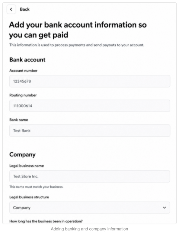 Signup/bank details