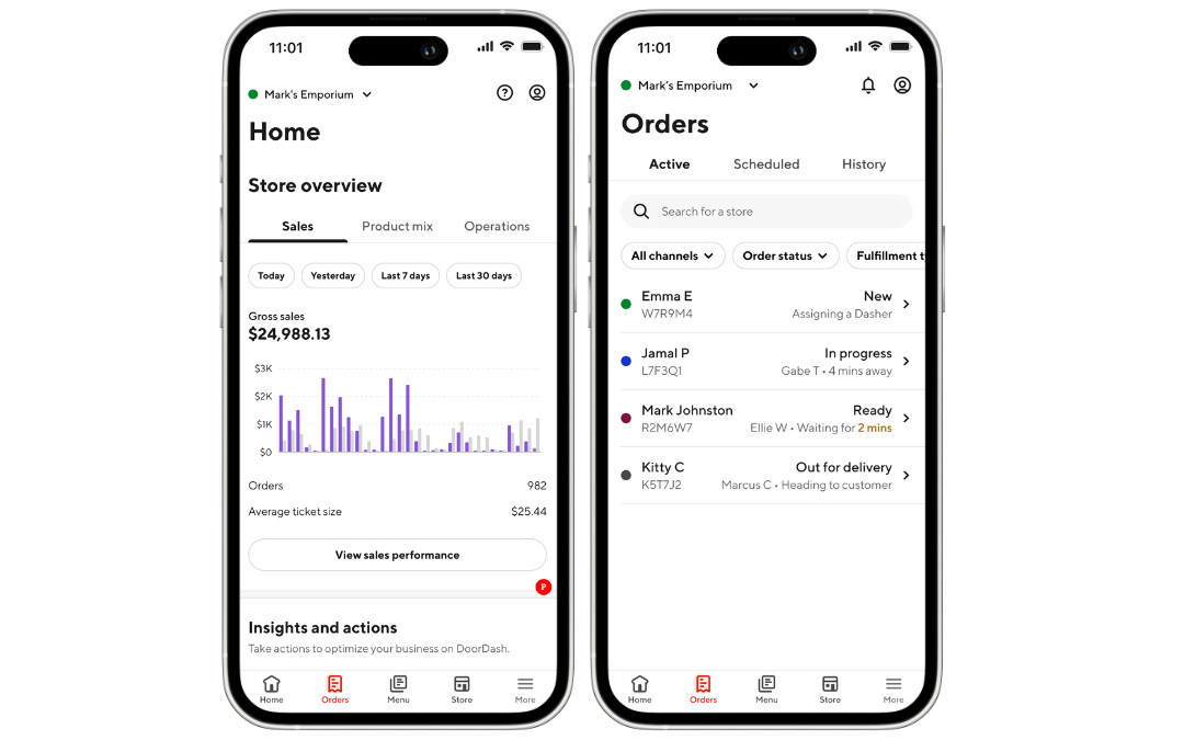 Mx - Business Manager App - Home and Orders