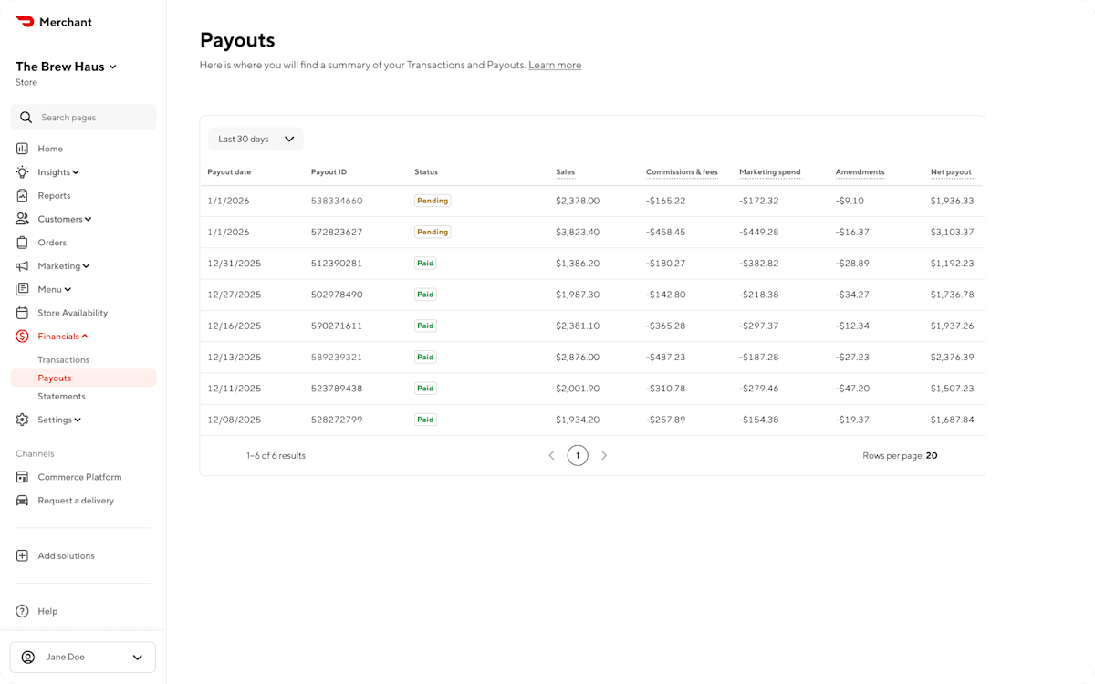 Mx - Portal - Financials - Payouts