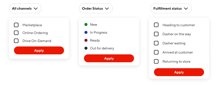 Mx - Portal - Orders - All Dropdowns