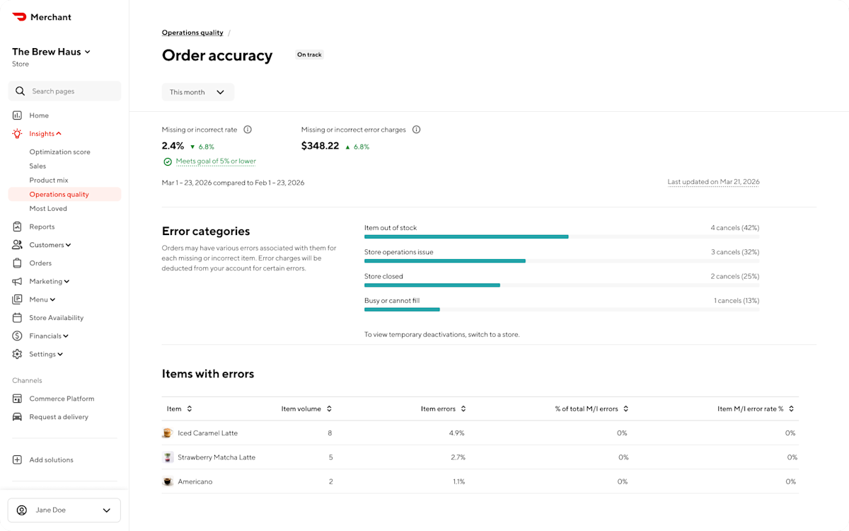 Mx - Portal - Insights - Operations Quality - Order Accuracy