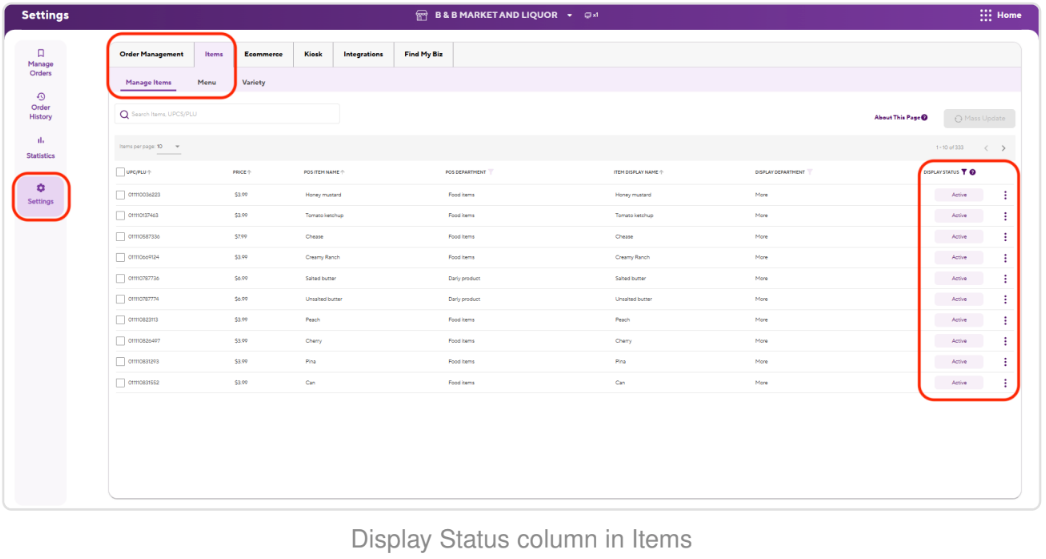 Display status
