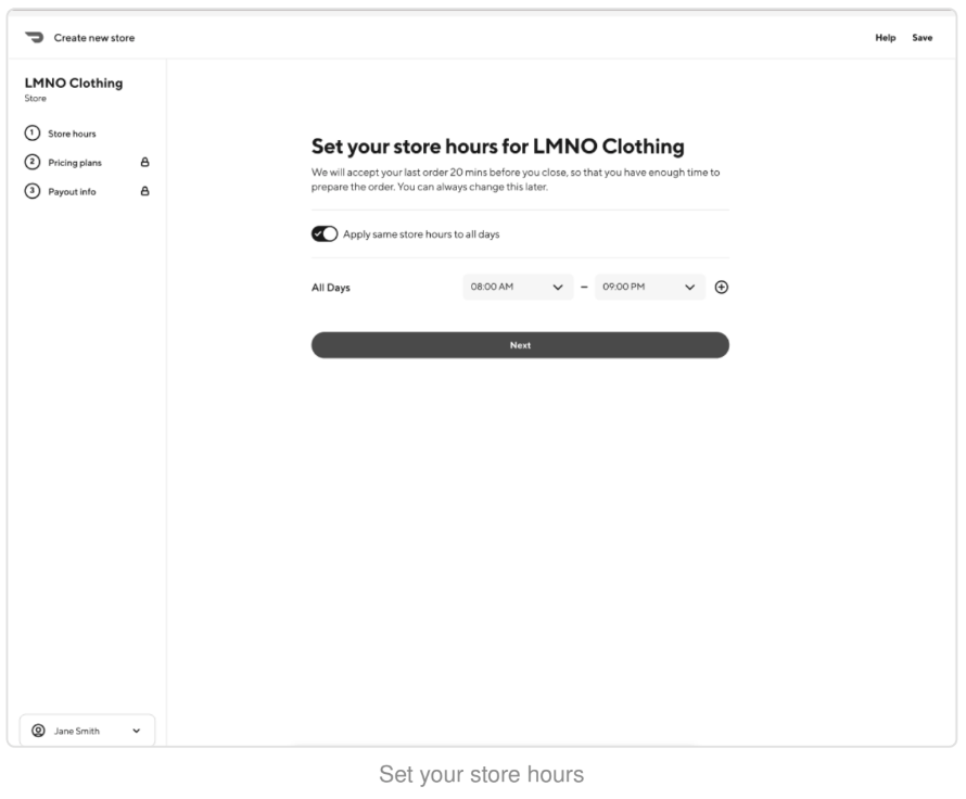 Step 3/Store hours