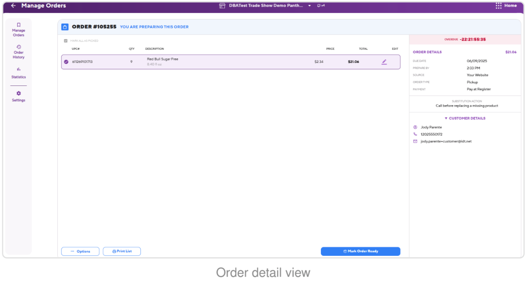 Order details