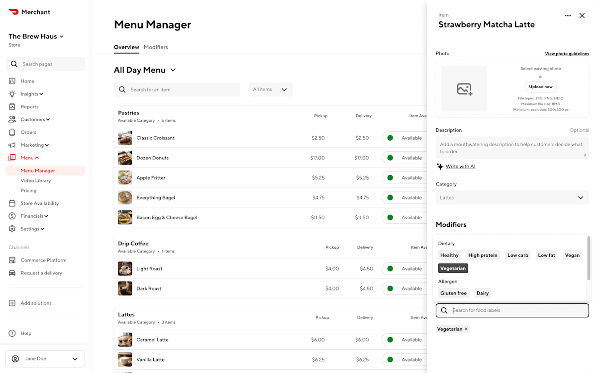 Mx - Portal - Menu - Menu Manager - Food Labels