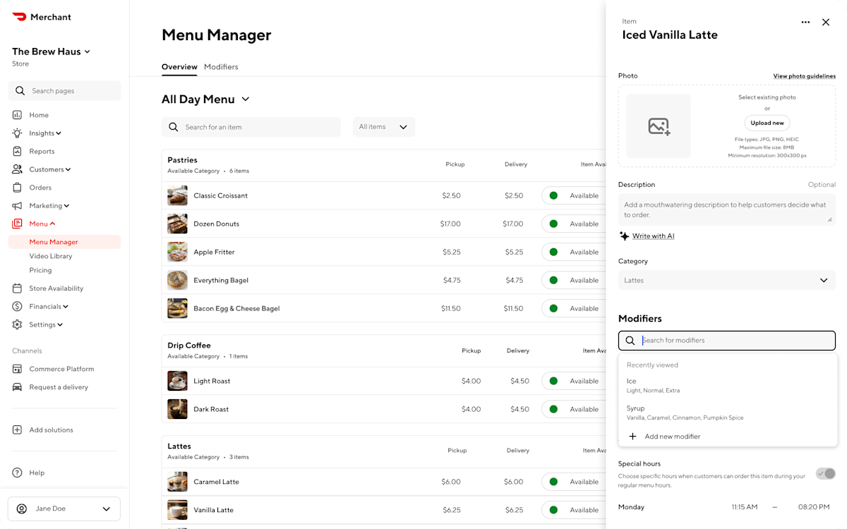 Mx - Portal - Menu - Menu Manager - Add Item (Modifiers)