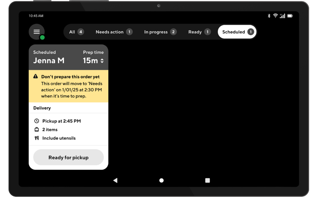 Mx - Tablet - Orders - Scheduled - Card