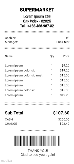 Dx - itemized receipt