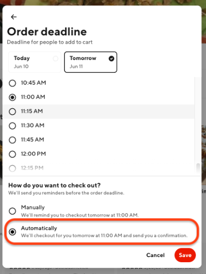 DDfB - Order Deadline Automatic