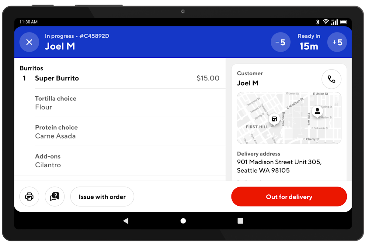 Mx - Tablet - Orders - Self-Delivery