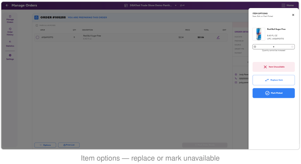 Item options