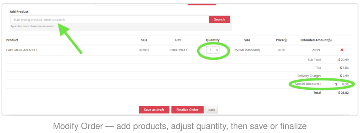 Modify order