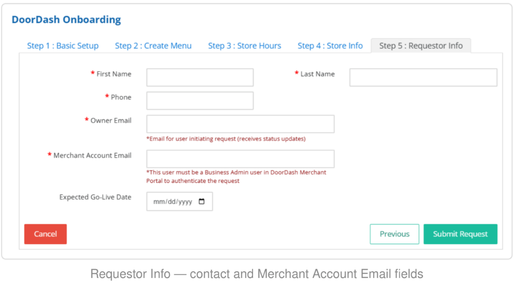 Requester info