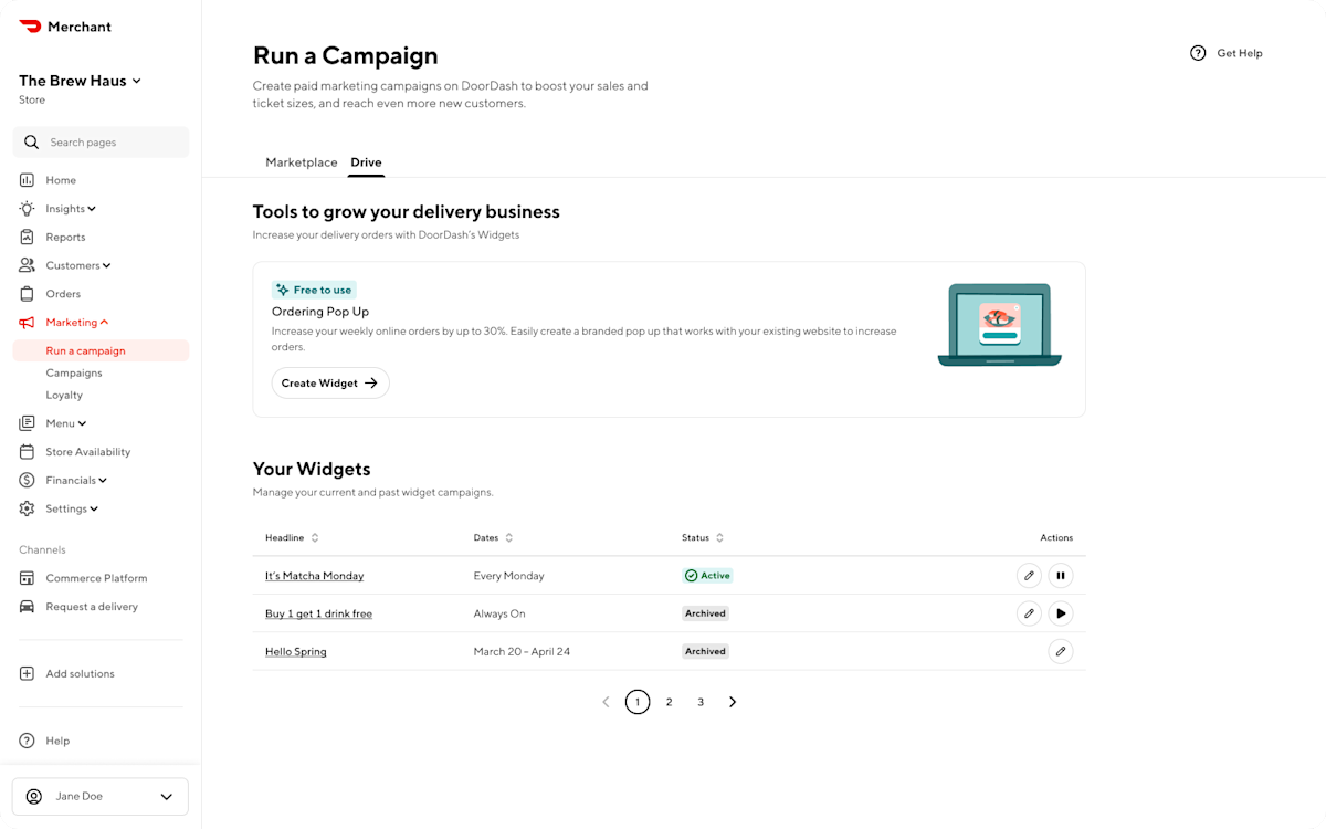Mx - Portal - Marketing - Run a Campaign - Widget
