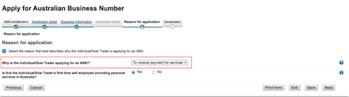 Dx - Reason for application