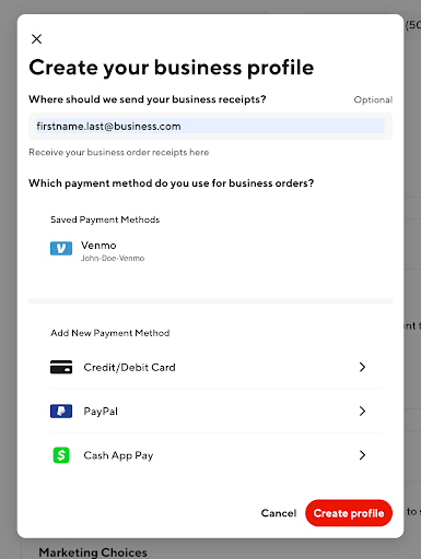 Cx - Create Business Profile - Desktop Email