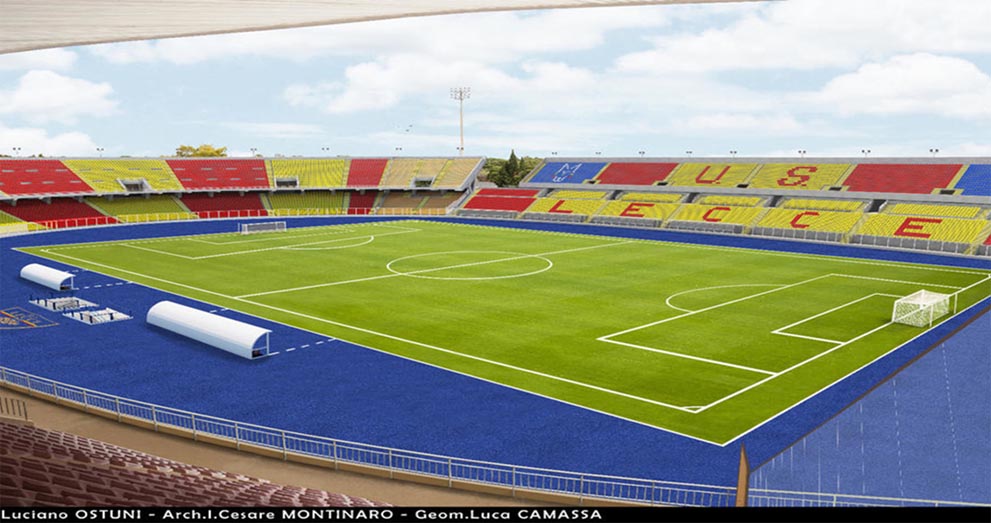 ESTADIO US Lecce durante el partido de fútbol italiano Serie B US Lecce vs  AC Pisa el 25 de abril de 2022 en el Stadio Via del Mare en Lecce, Italia  (Foto