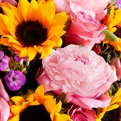 Mix buoquet of Sunflowers, peonies and roses