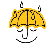 떨어지는 비와 함께 웃는 우산