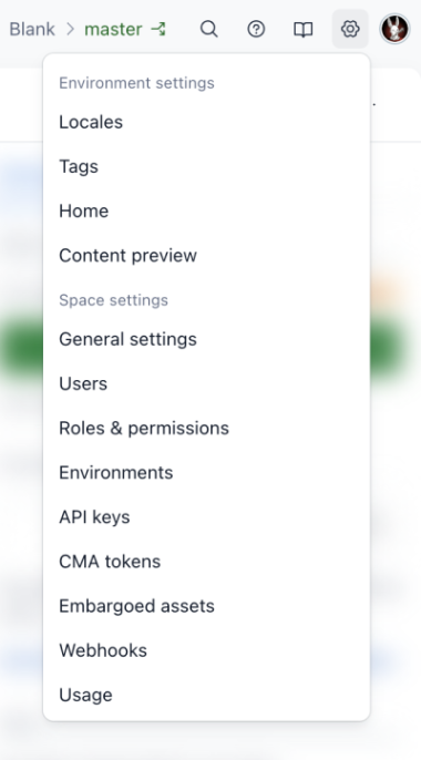 contentful settings