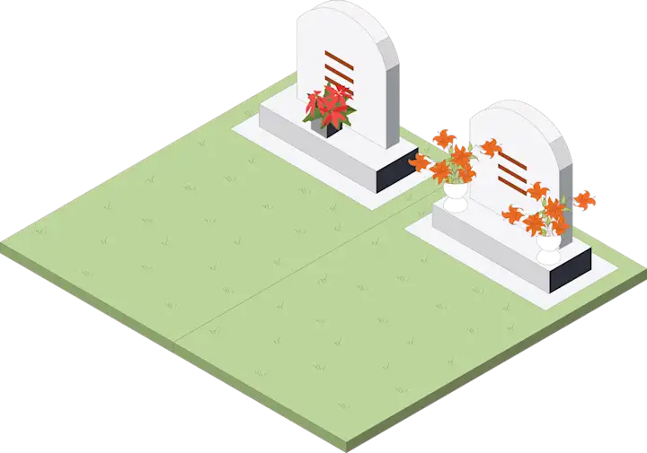 Lawn graves with headstone (Illustration)