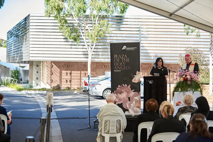 Simone Spiteri giving the reading at the morning event